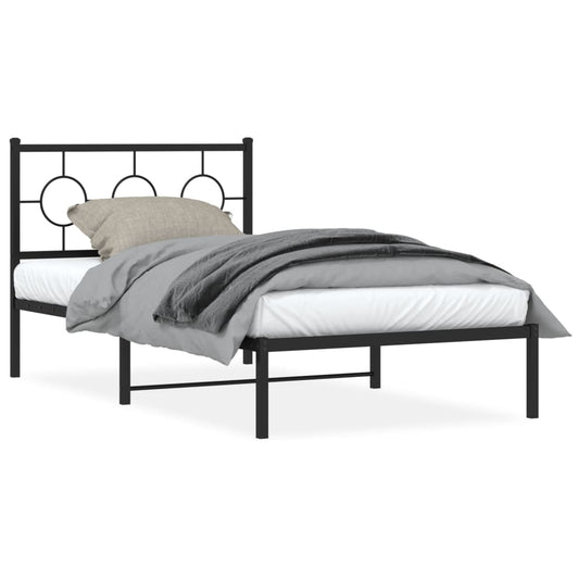 Estrutura de cama com cabeceira 100x200 cm metal preto