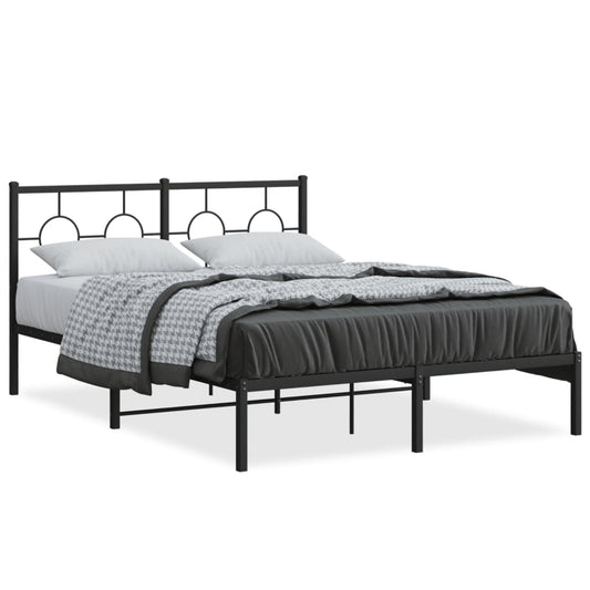 Estrutura de cama com cabeceira 140x200 cm metal preto