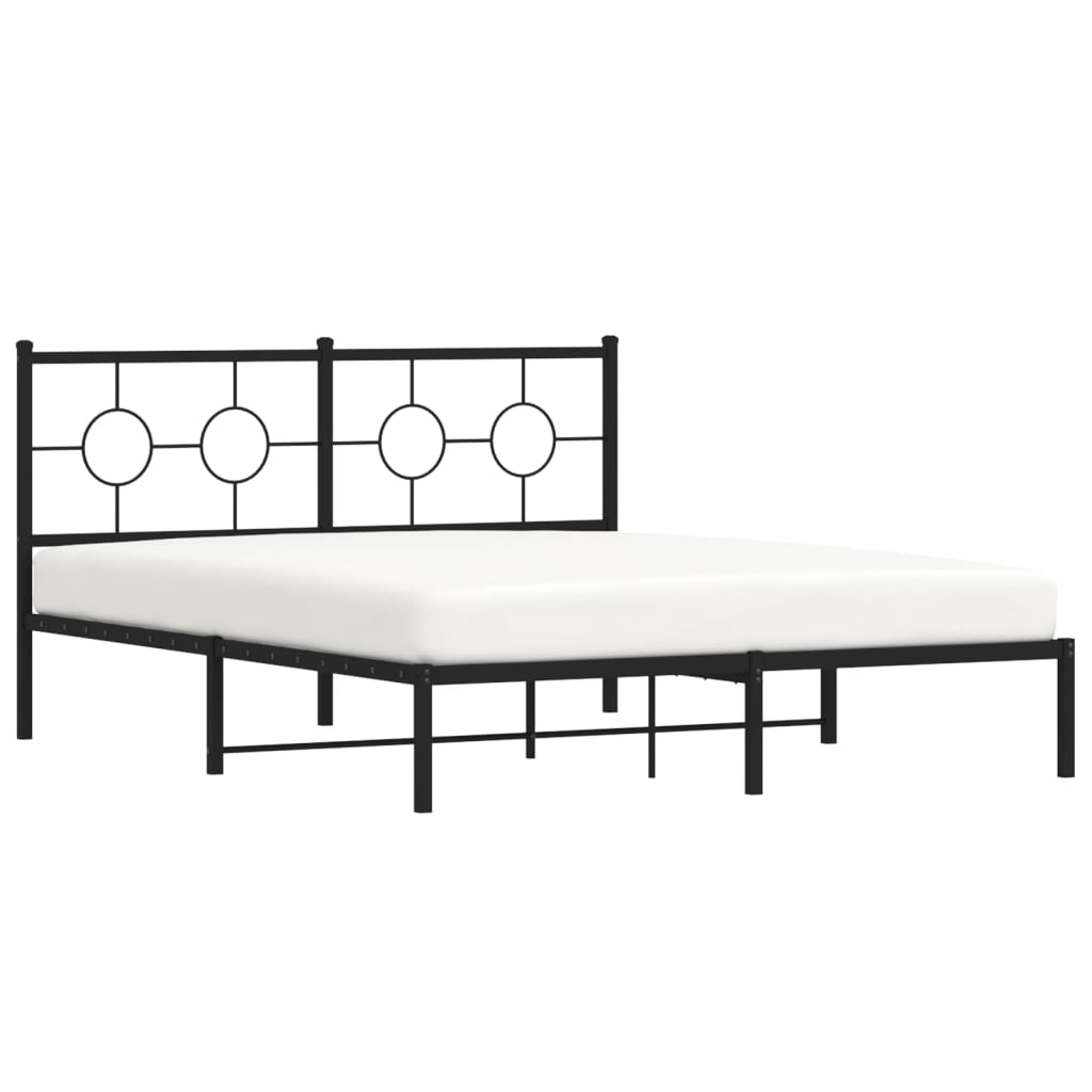 Estrutura de cama em metal com cabeceira 150x200 cm preto