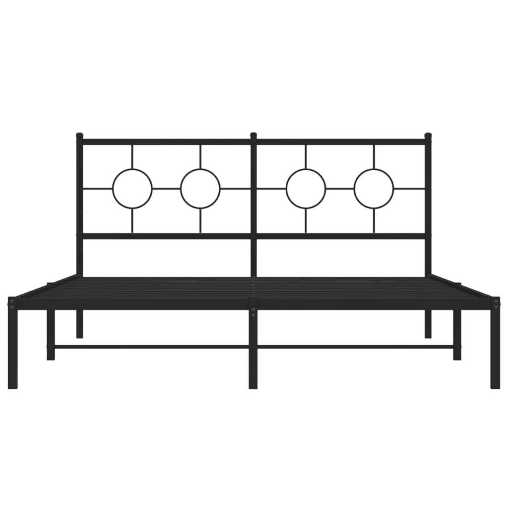 Estrutura de cama em metal com cabeceira 150x200 cm preto