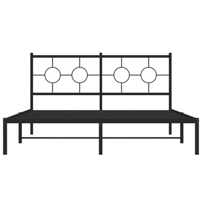 Estrutura de cama em metal com cabeceira 150x200 cm preto