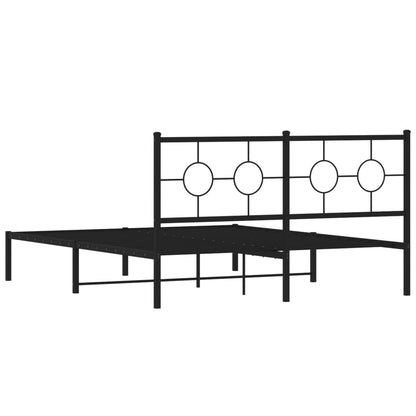 Estrutura de cama em metal com cabeceira 150x200 cm preto