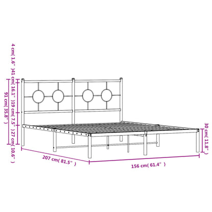 Estrutura de cama em metal com cabeceira 150x200 cm preto