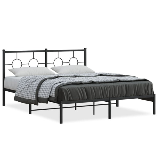 Estrutura de cama em metal com cabeceira 150x200 cm preto