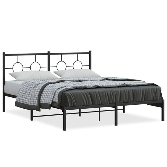 Estrutura de cama com cabeceira 160x200 cm metal preto