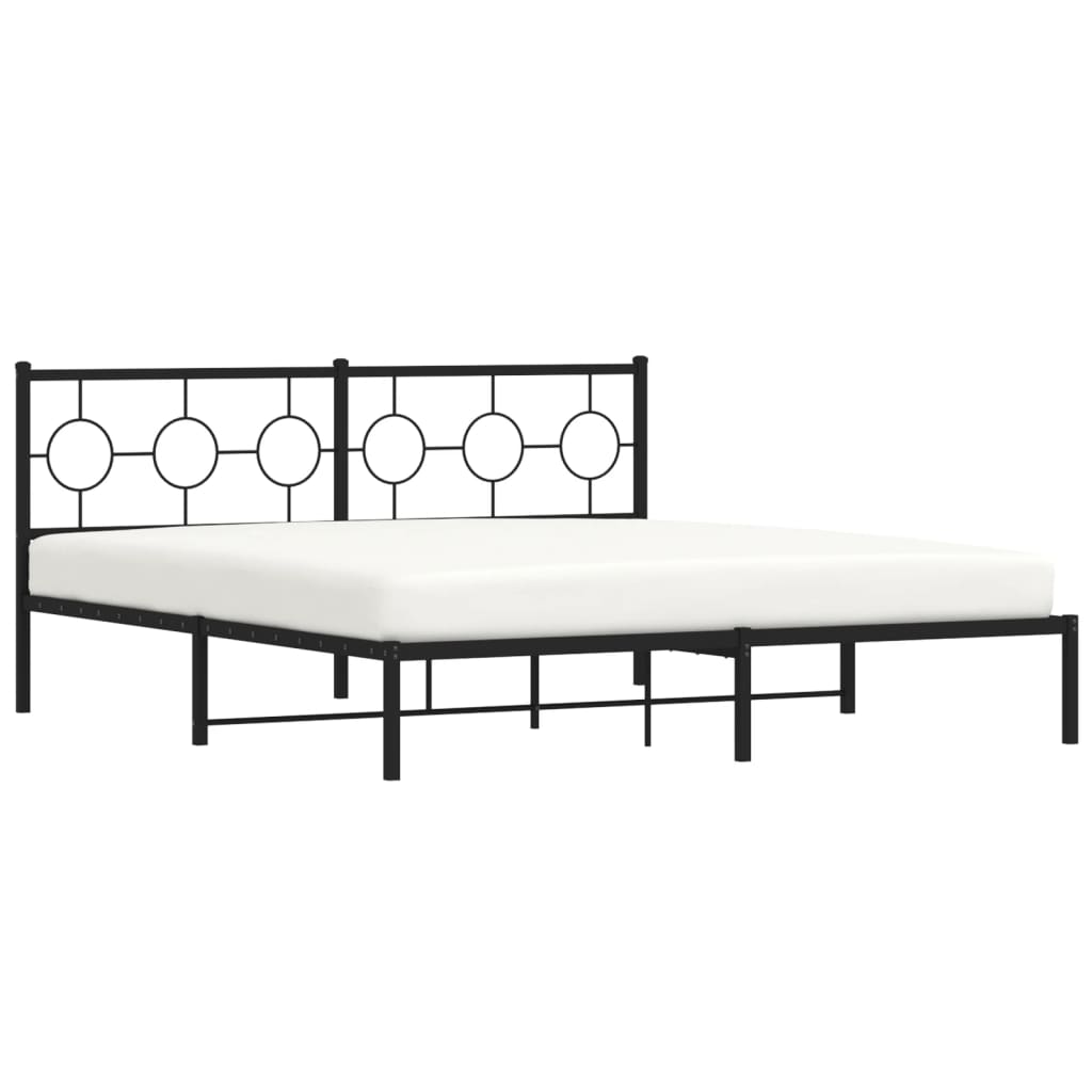 Estrutura de cama em metal com cabeceira 180x200 cm preto