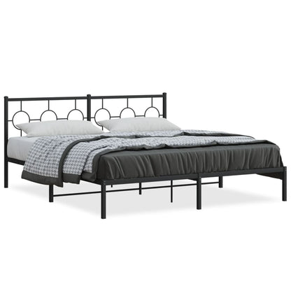 Estrutura de cama em metal com cabeceira 180x200 cm preto