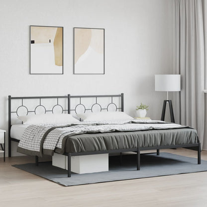 Estrutura de cama com cabeceira 193x203 cm metal preto