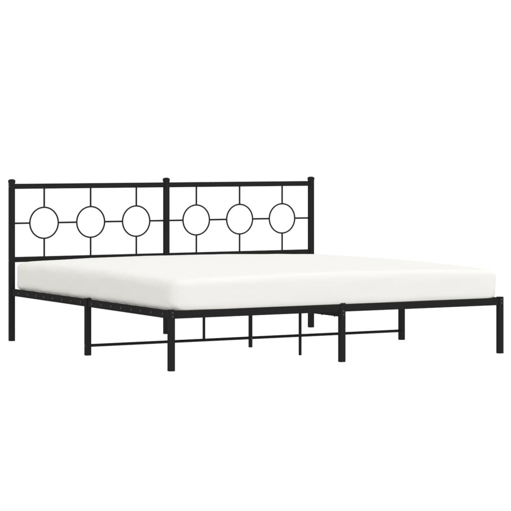 Estrutura de cama com cabeceira 193x203 cm metal preto