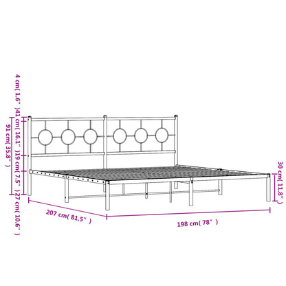 Estrutura de cama com cabeceira 193x203 cm metal preto