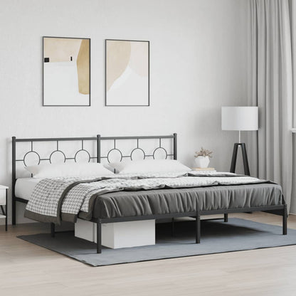 Estrutura de cama com cabeceira 200x200 cm metal preto