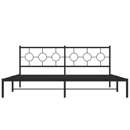 Estrutura de cama com cabeceira 200x200 cm metal preto