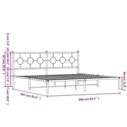 Estrutura de cama com cabeceira 200x200 cm metal preto