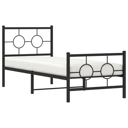 Estrutura de cama com cabeceira e pés 80x200 cm metal preto