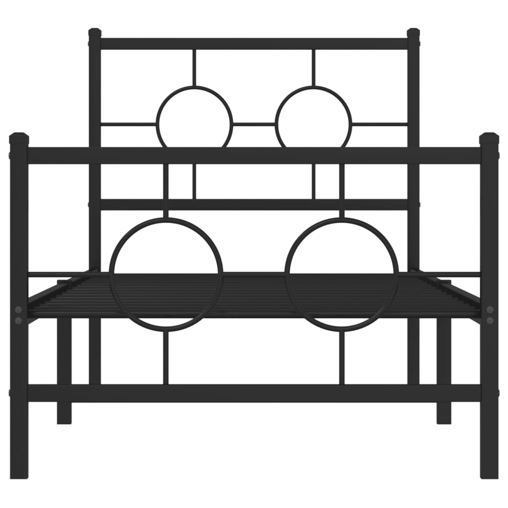 Estrutura de cama com cabeceira e pés 80x200 cm metal preto