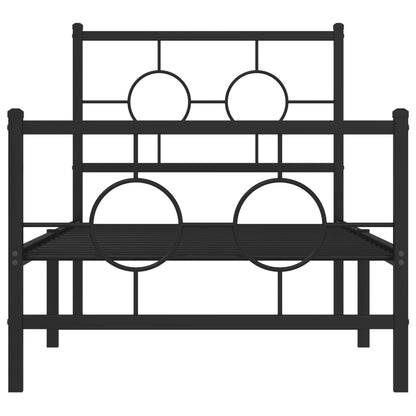 Estrutura de cama com cabeceira e pés 80x200 cm metal preto