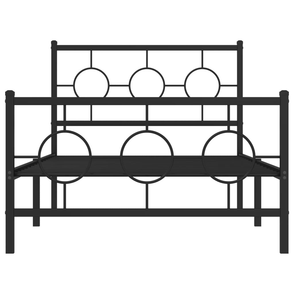 Estrutura de cama com cabeceira e pés 100x190 cm metal preto