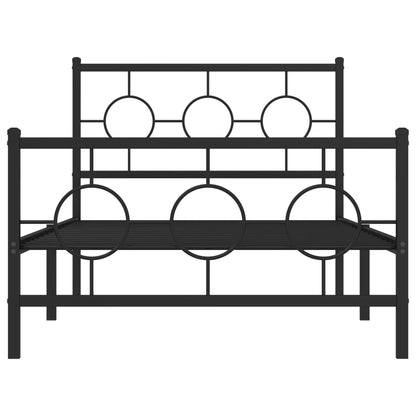 Estrutura de cama com cabeceira e pés 100x190 cm metal preto