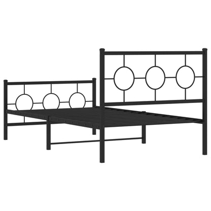 Estrutura de cama com cabeceira e pés 100x190 cm metal preto