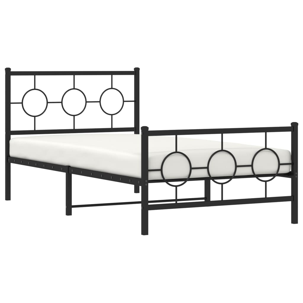 Estrutura de cama com cabeceira e pés 100x200 cm metal preto