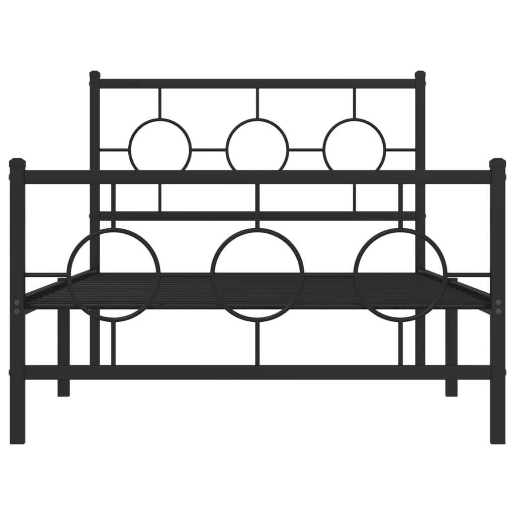 Estrutura de cama com cabeceira e pés 100x200 cm metal preto