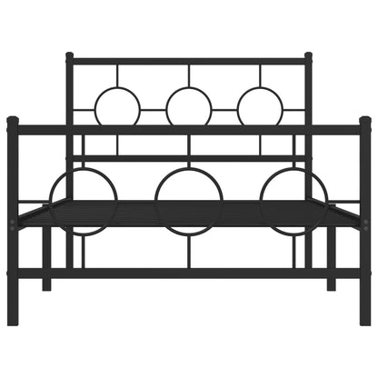 Estrutura de cama com cabeceira e pés 100x200 cm metal preto