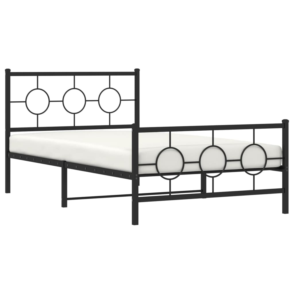 Estrutura de cama com cabeceira e pés 107x203 cm metal preto