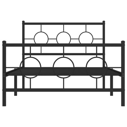 Estrutura de cama com cabeceira e pés 107x203 cm metal preto