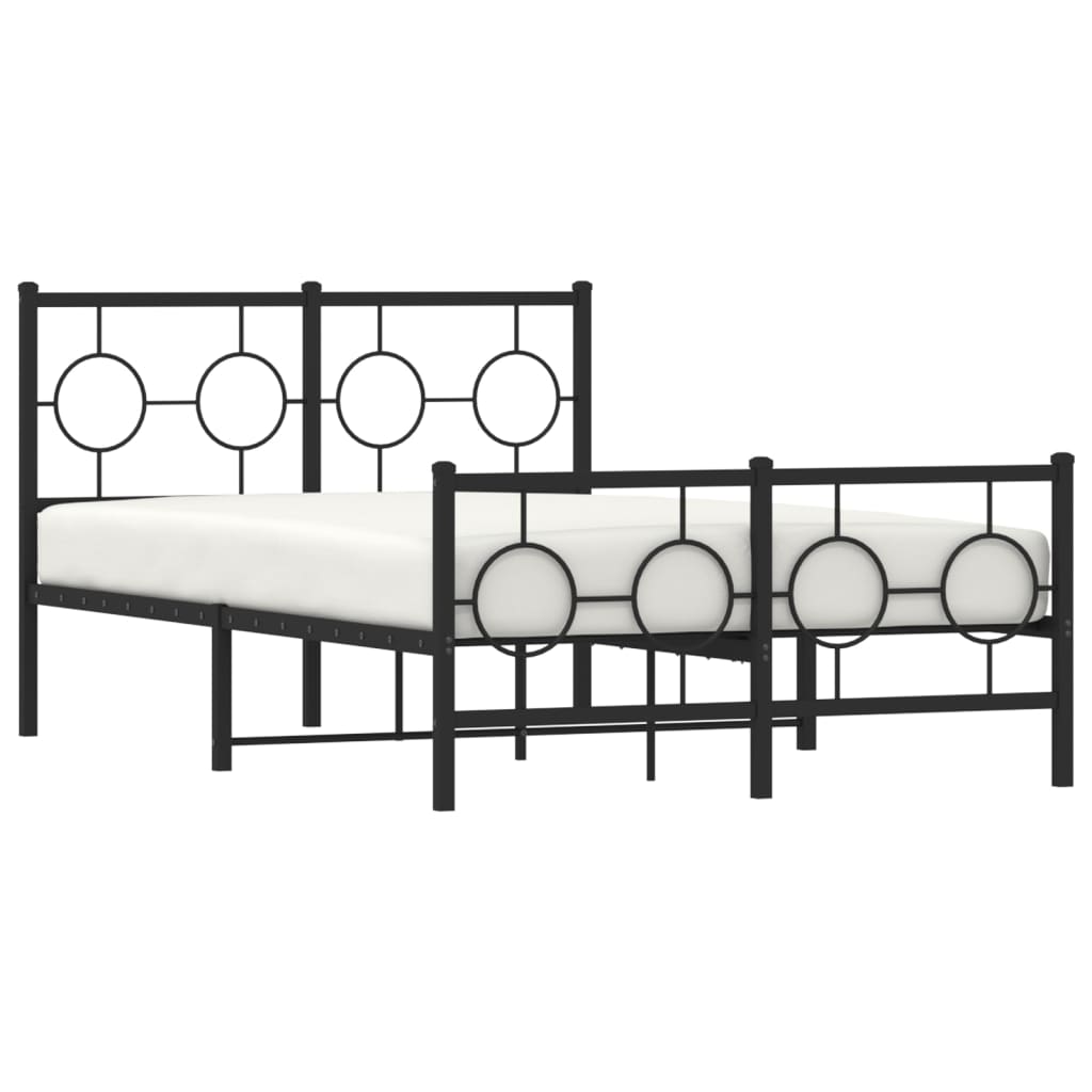 Estrutura de cama com cabeceira e pés 120x190 cm metal preto