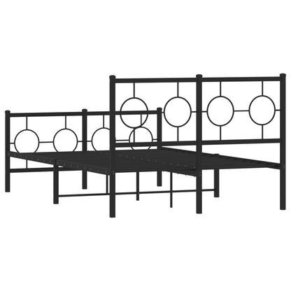 Estrutura de cama com cabeceira e pés 120x190 cm metal preto