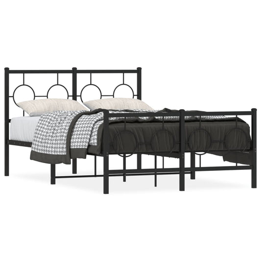 Estrutura de cama com cabeceira e pés 120x190 cm metal preto