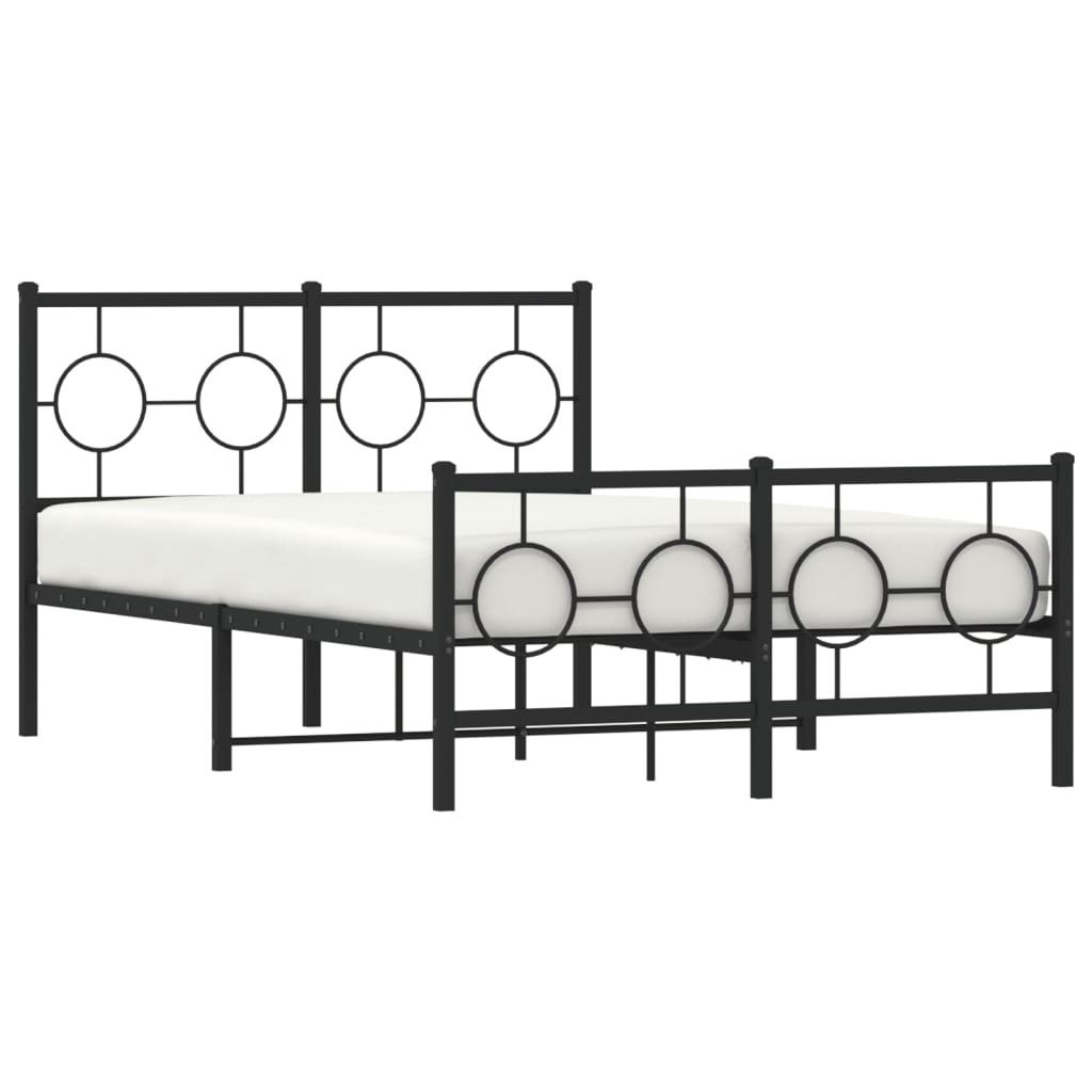 Estrutura de cama com cabeceira e pés 120x200 cm metal preto