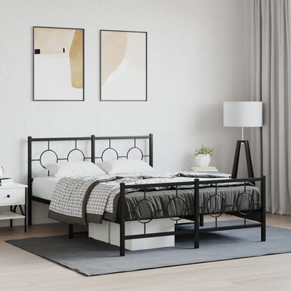 Estrutura de cama com cabeceira e pés 135x190 cm metal preto