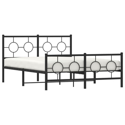 Estrutura de cama com cabeceira e pés 135x190 cm metal preto