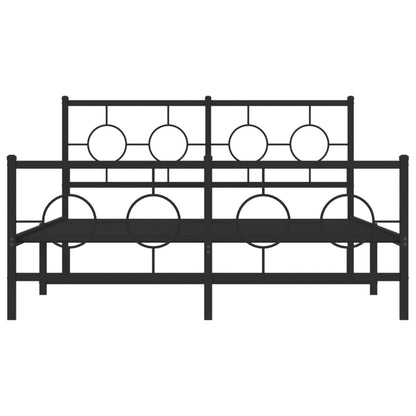 Estrutura de cama com cabeceira e pés 135x190 cm metal preto