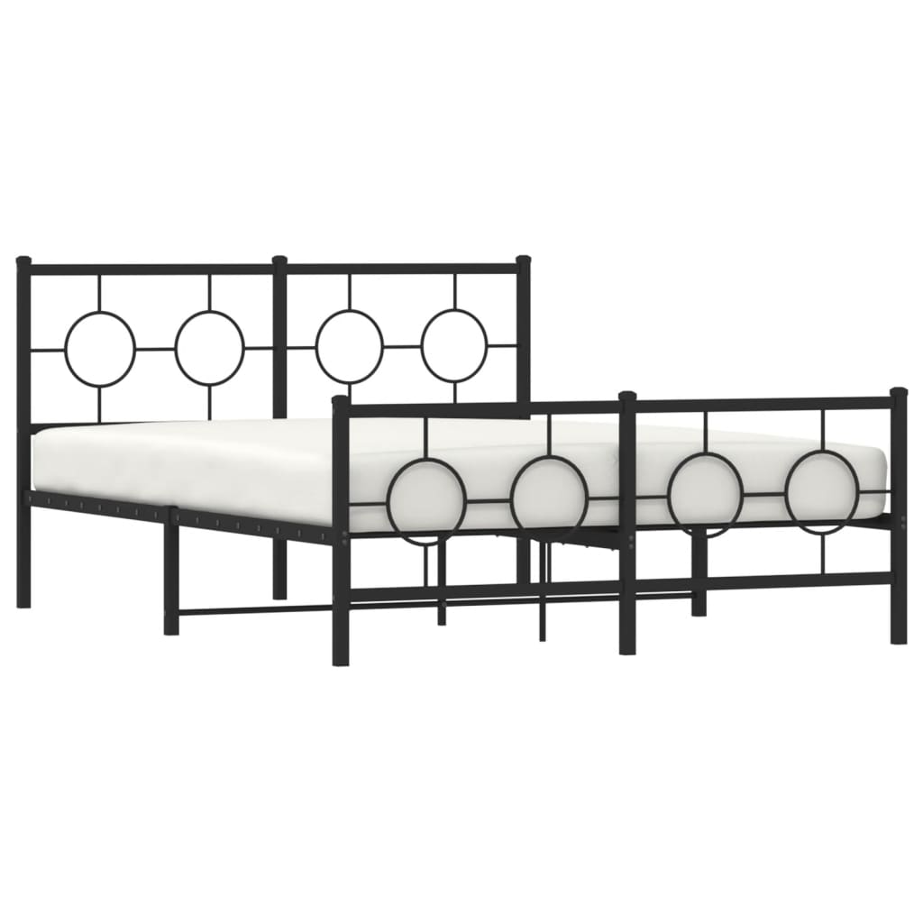 Estrutura de cama com cabeceira e pés 140x190 cm metal preto