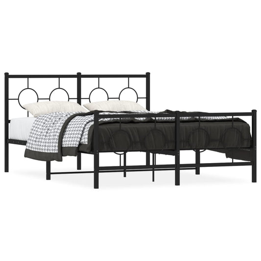 Estrutura de cama com cabeceira e pés 140x190 cm metal preto