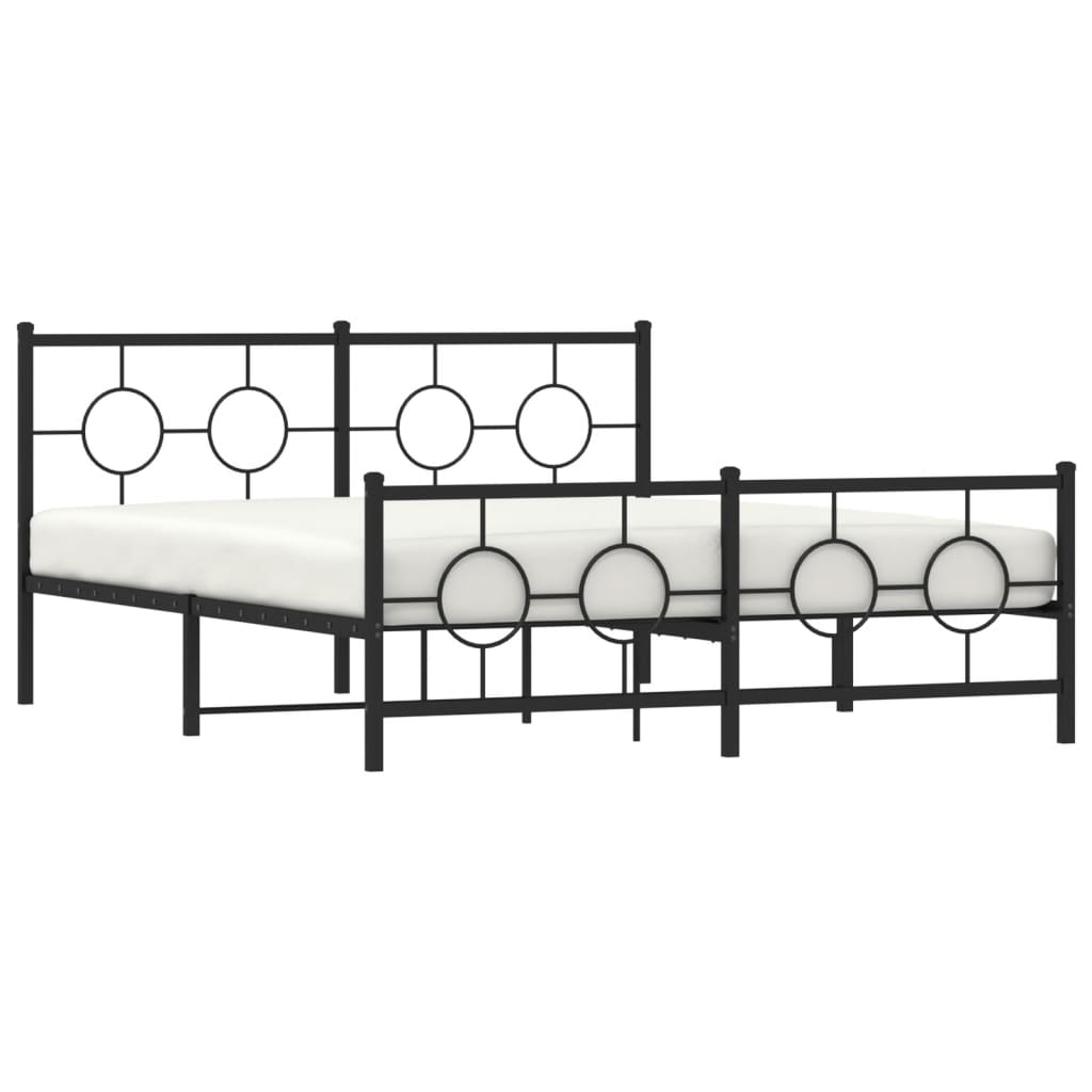 Estrutura de cama com cabeceira e pés 150x200 cm metal preto