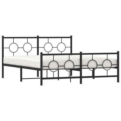 Estrutura de cama com cabeceira e pés 150x200 cm metal preto