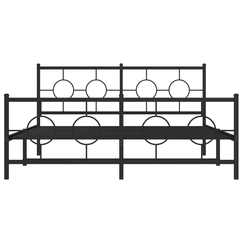 Estrutura de cama com cabeceira e pés 150x200 cm metal preto