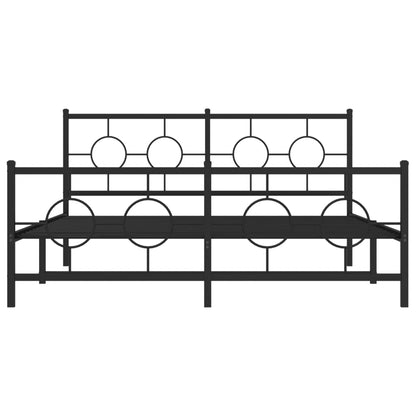 Estrutura de cama com cabeceira e pés 150x200 cm metal preto