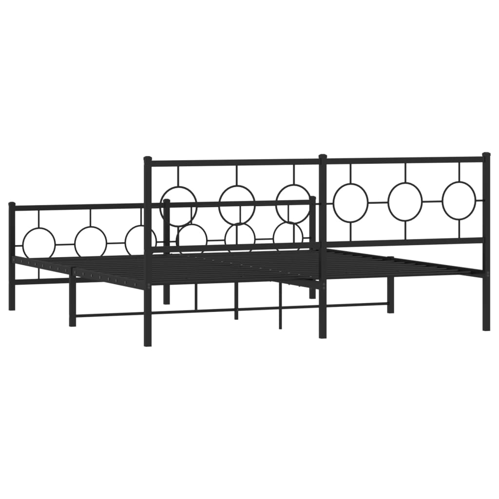 Estrutura de cama com cabeceira e pés 180x200 cm metal preto