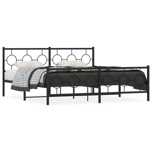 Estrutura de cama com cabeceira e pés 180x200 cm metal preto