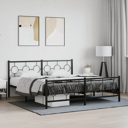 Estrutura de cama com cabeceira e pés 183x213 cm metal preto