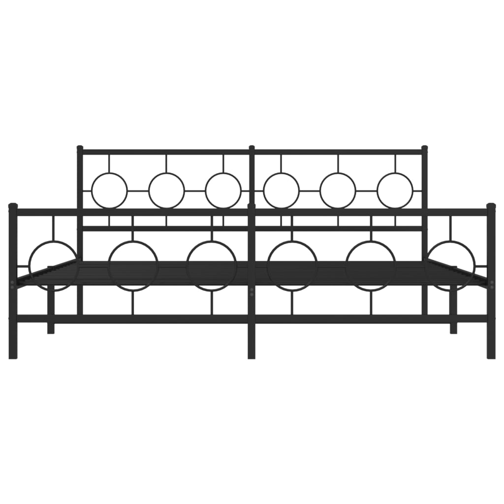 Estrutura de cama com cabeceira e pés 183x213 cm metal preto