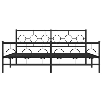 Estrutura de cama com cabeceira e pés 183x213 cm metal preto