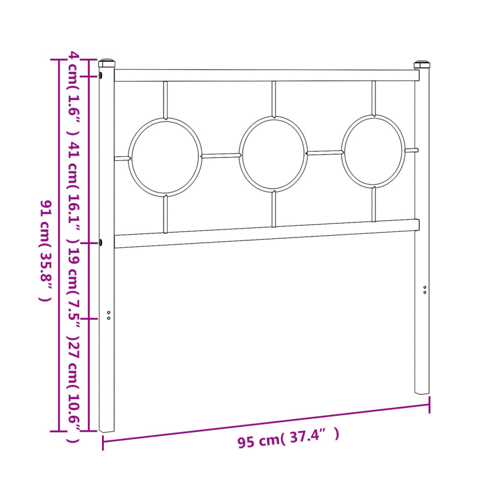 Cabeceira de cama 90 cm metal preto