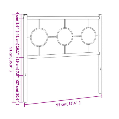 Cabeceira de cama 90 cm metal preto