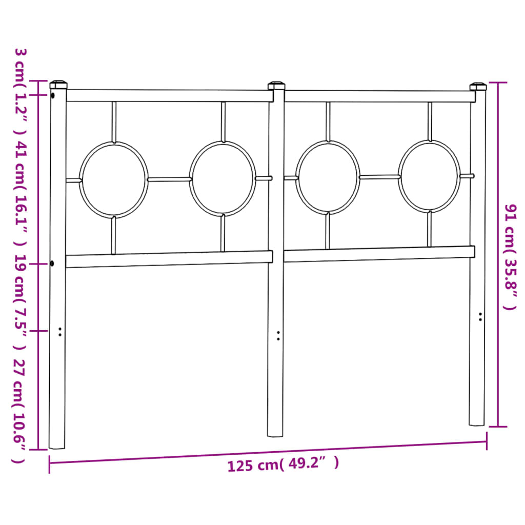 Cabeceira de cama 120 cm metal preto