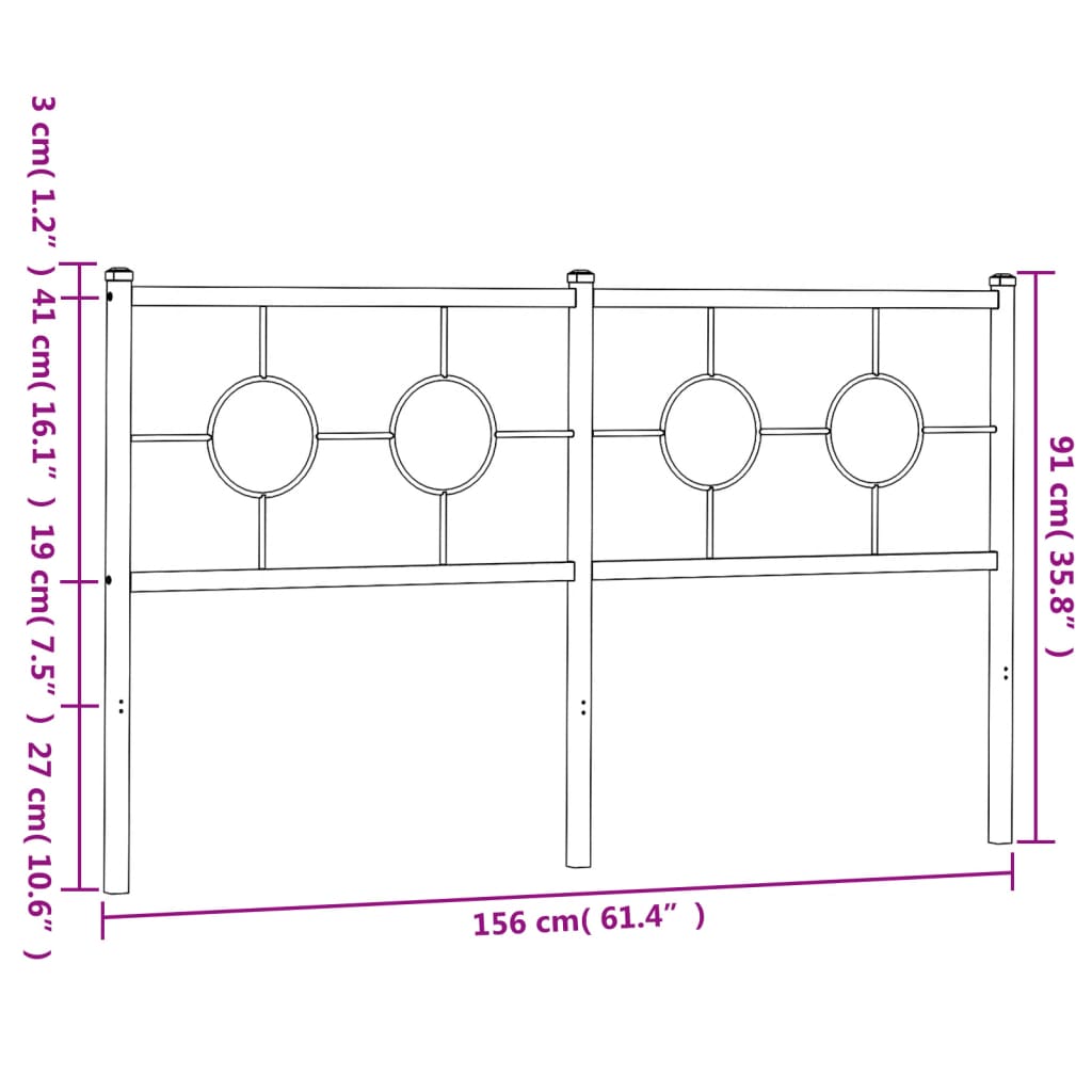 Cabeceira de cama 150 cm metal preto